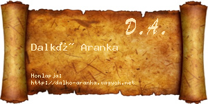 Dalkó Aranka névjegykártya